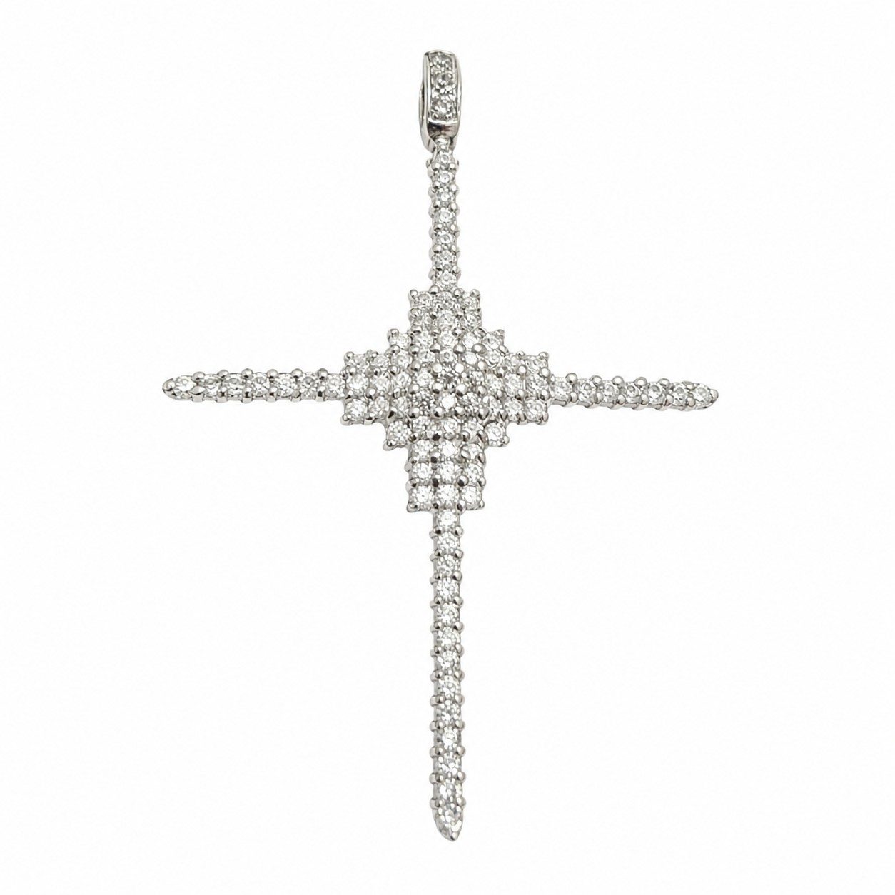 14K White Gold Women Cross