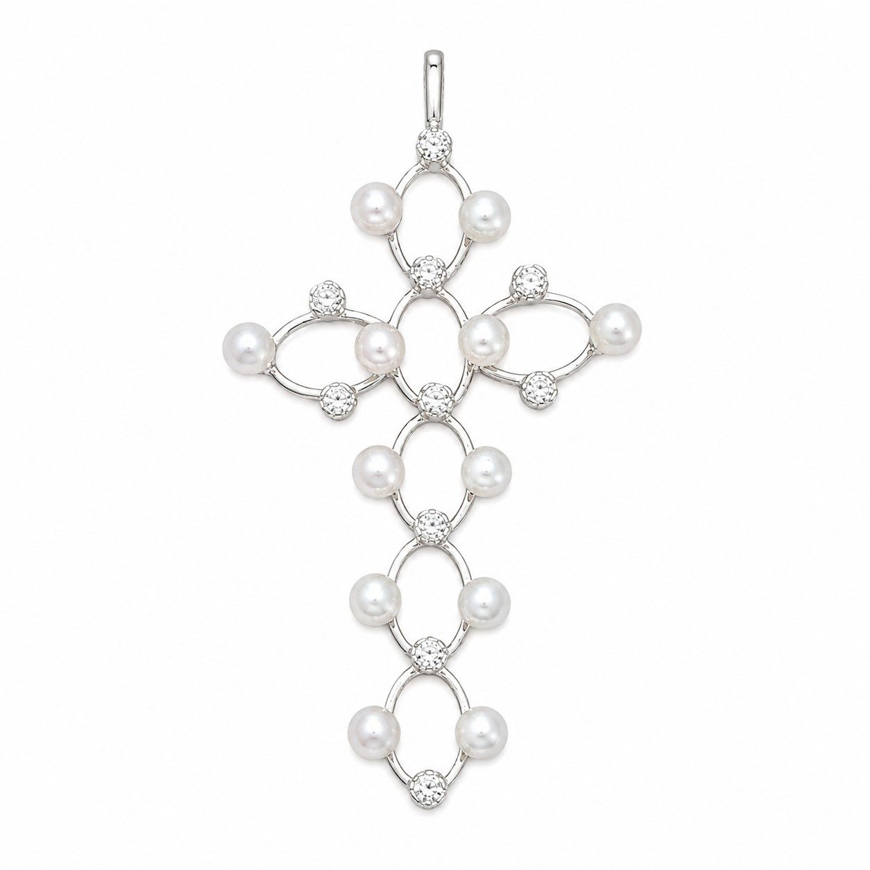 14K White Gold Women Cross