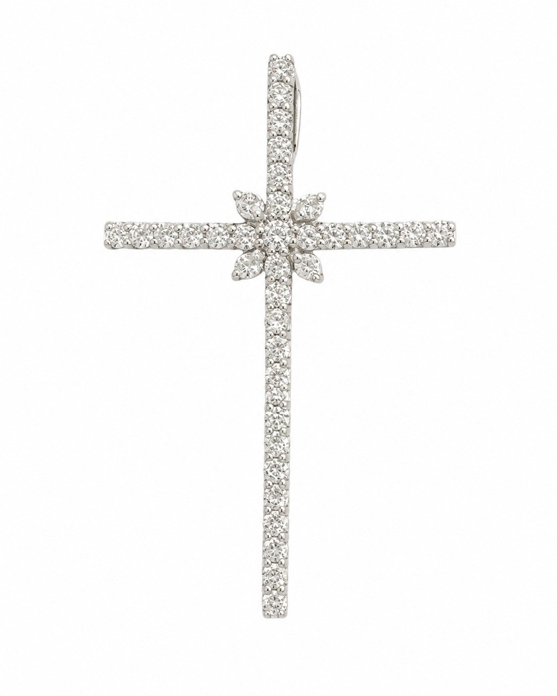 14K White Gold Women Cross
