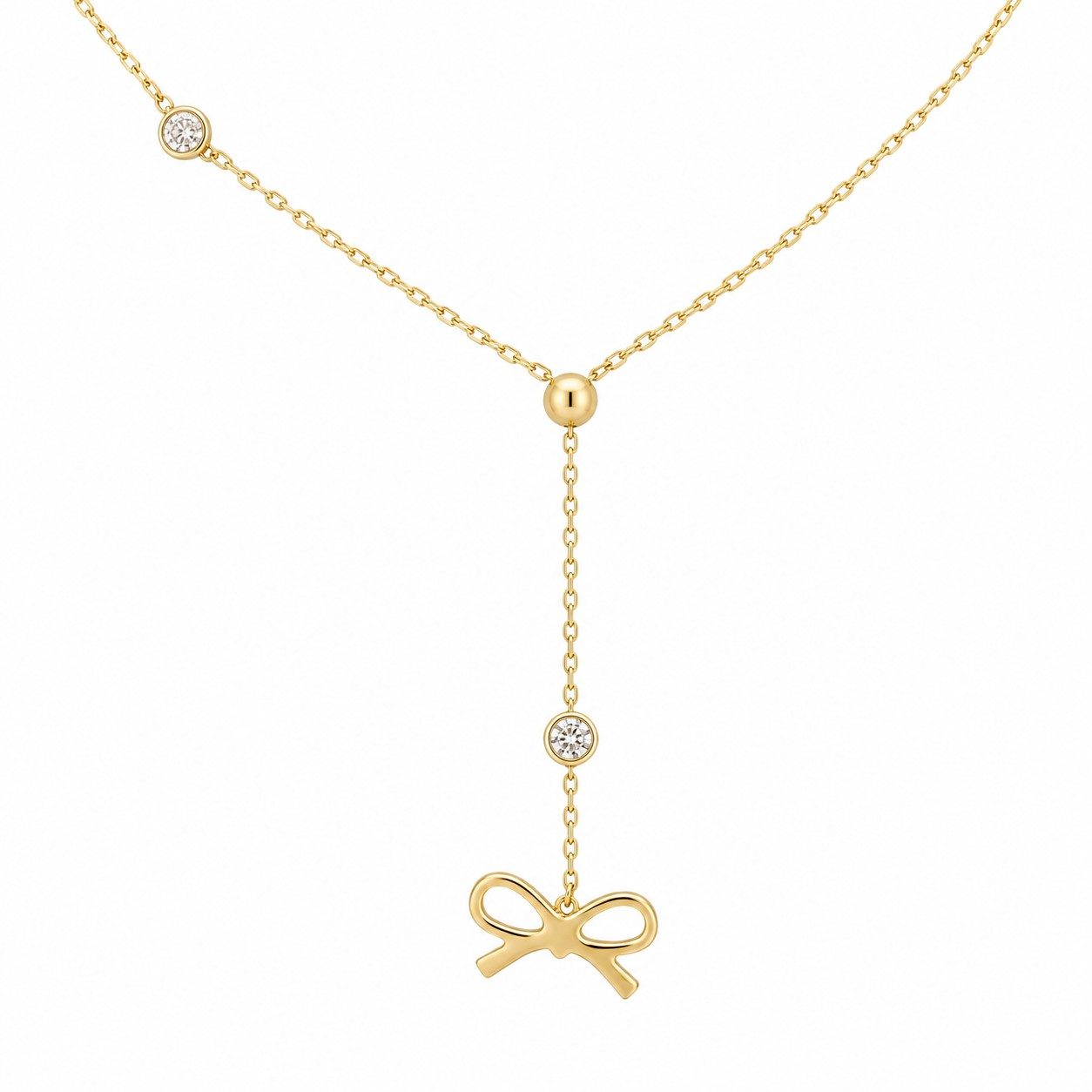 14K Gold Necklace with Zircon Stones