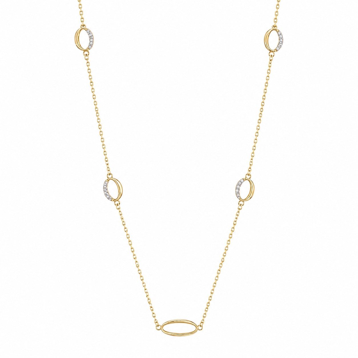 14K Gold Women Necklace with Zircon Stones