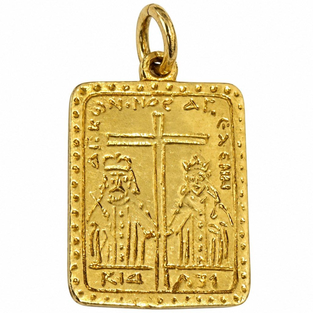 14K Gold Double-Sided Byzantine Coin Pendant
