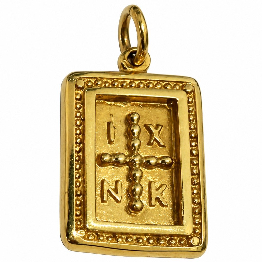 14K Gold Double-Sided Byzantine Coin Pendant