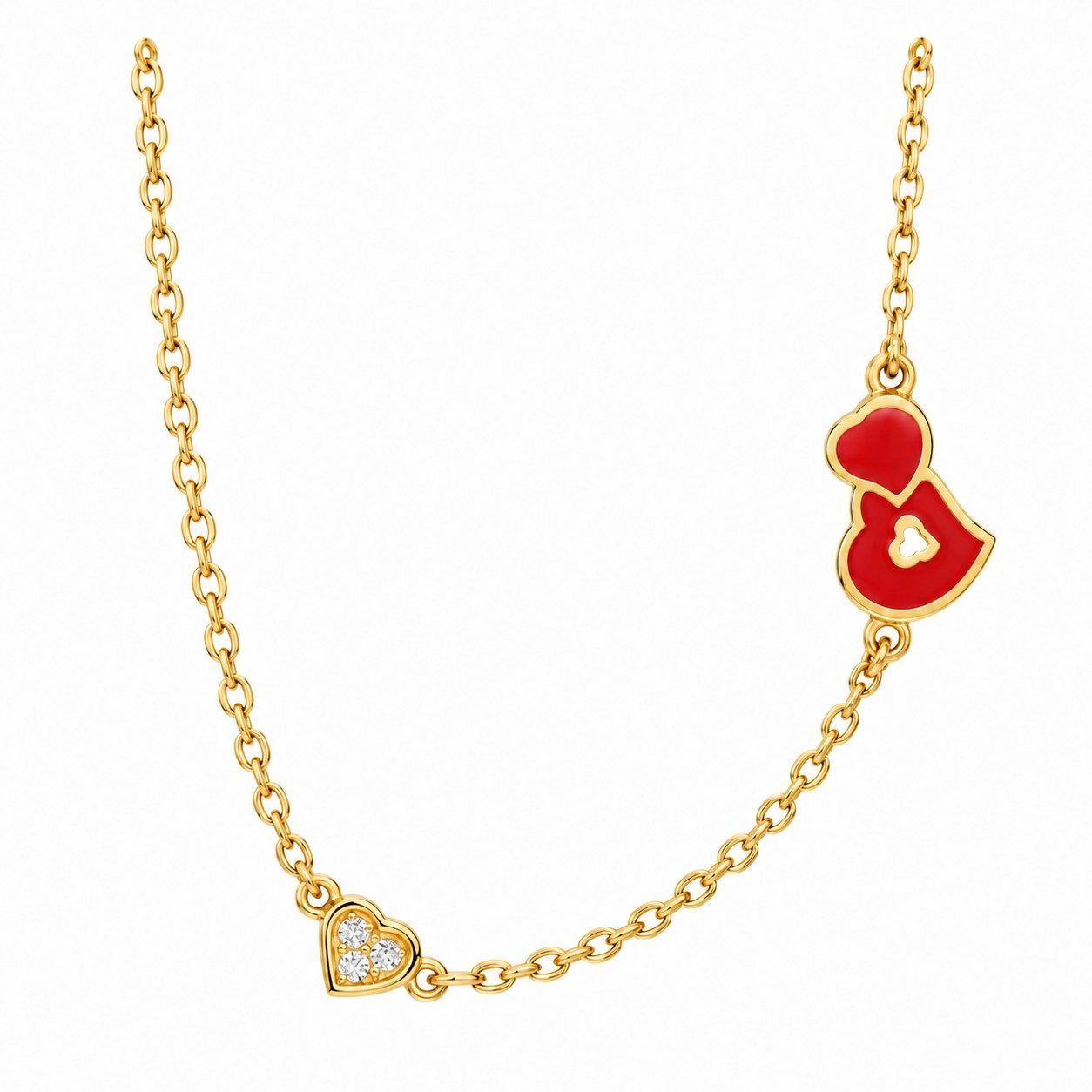 14K Gold Women Necklace with Enamel