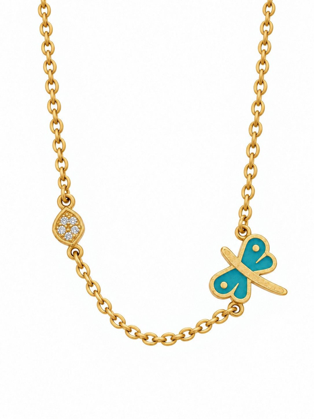14K Gold Women Necklace with glow-in-the-dark Enamel