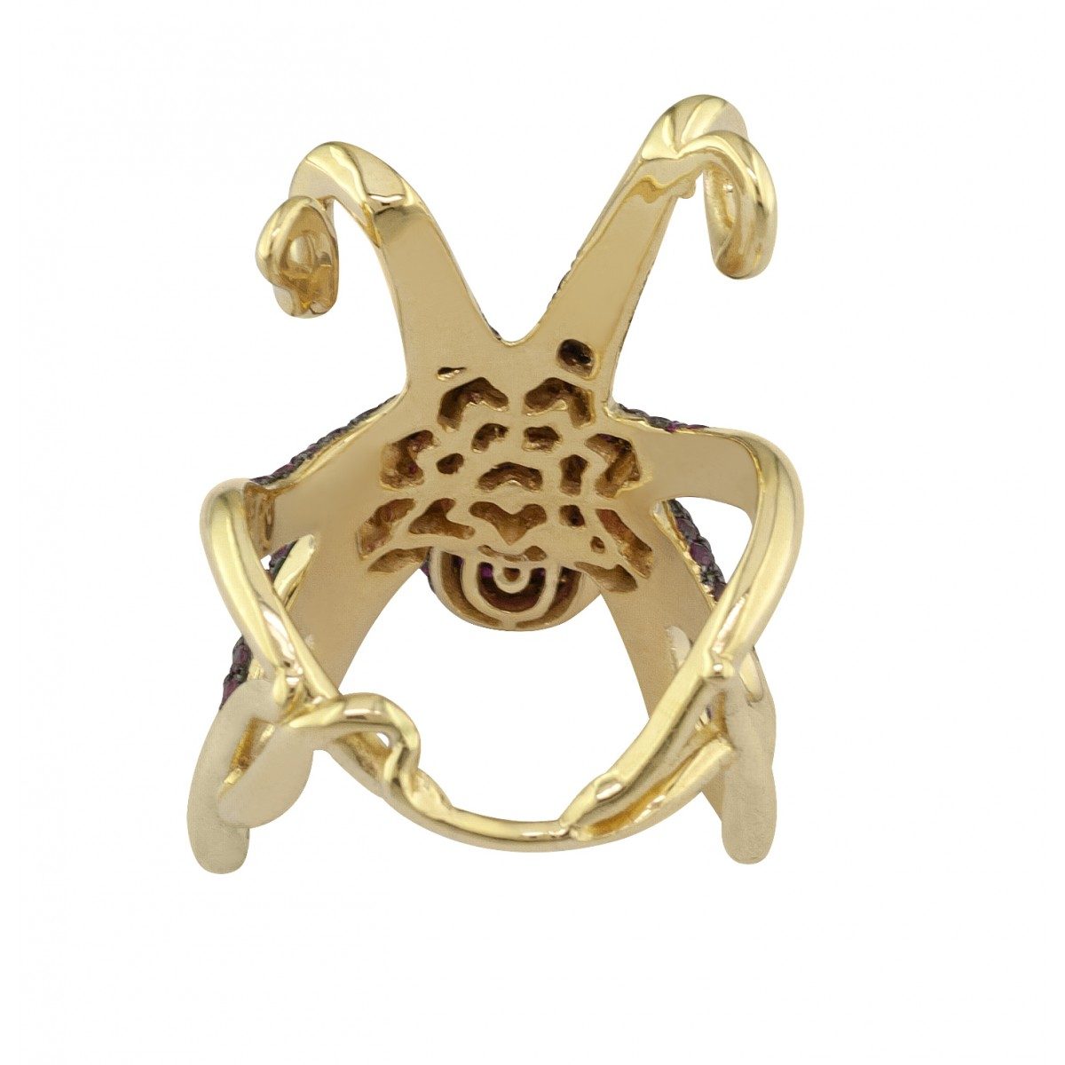 18K Yellow Gold Women Ring with Rubies and Diamonds