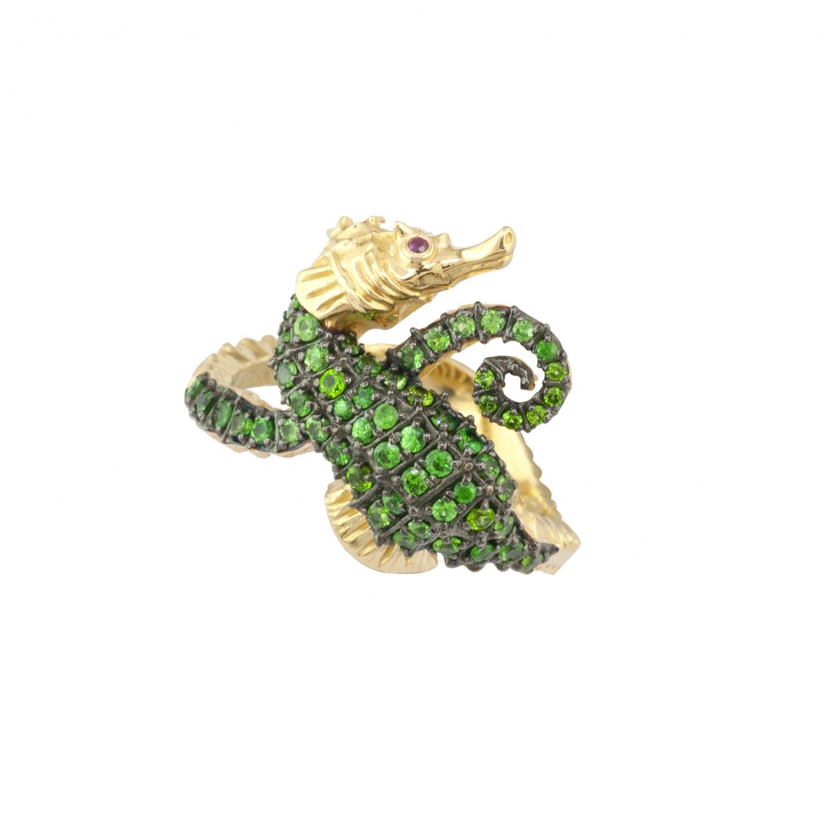 18K Gold Women Ring with Tsavorites