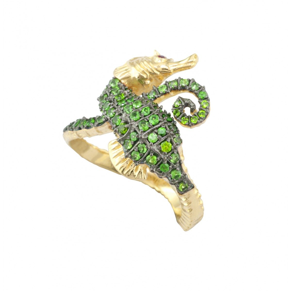 18K Gold Women Ring with Tsavorites