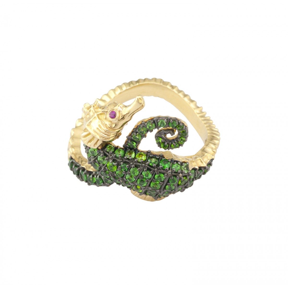18K Gold Women Ring with Tsavorites
