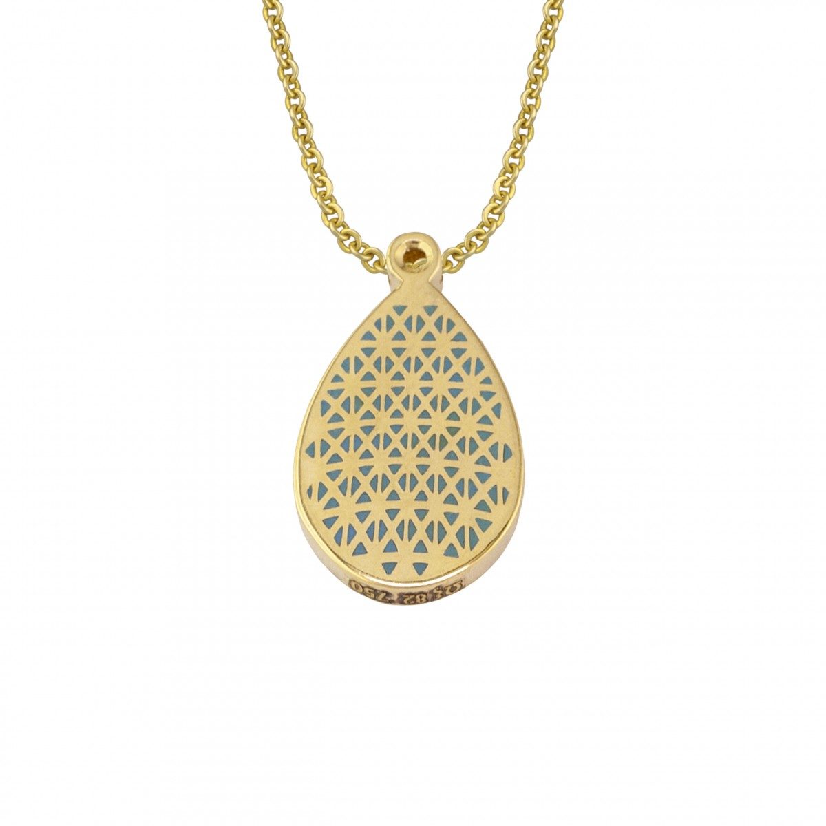 18K Gold Women Necklace with Diamonds and Enamel