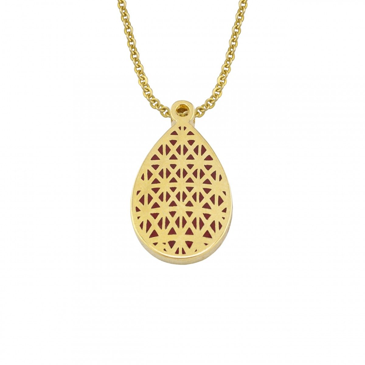 18K Gold Women Necklace with Diamonds and Enamel